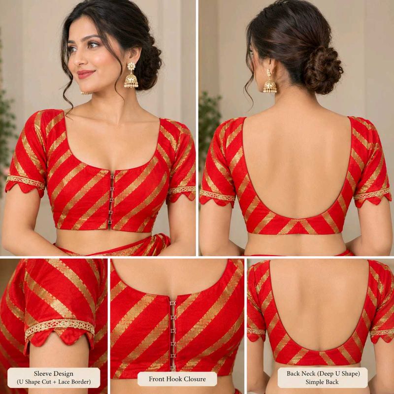 Red &amp; Gold Striped Blouse