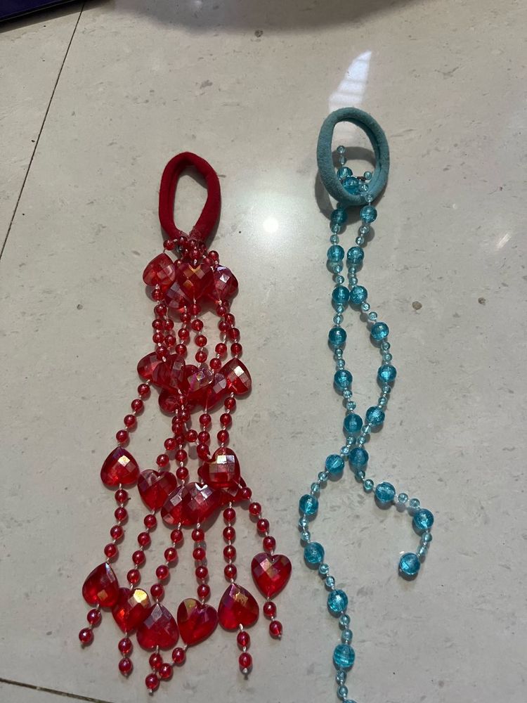 Beaded Heart Hair Ties (Set of 2)