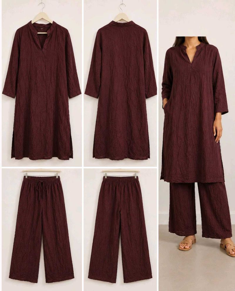 Brown Long Kurta Set