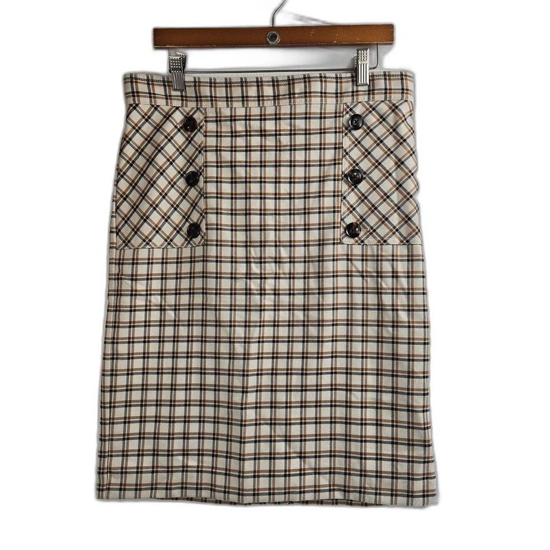 Plaid Button Detail Mini Skirt