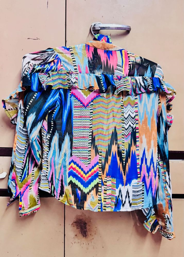 Boho Ruffle Print Blouse