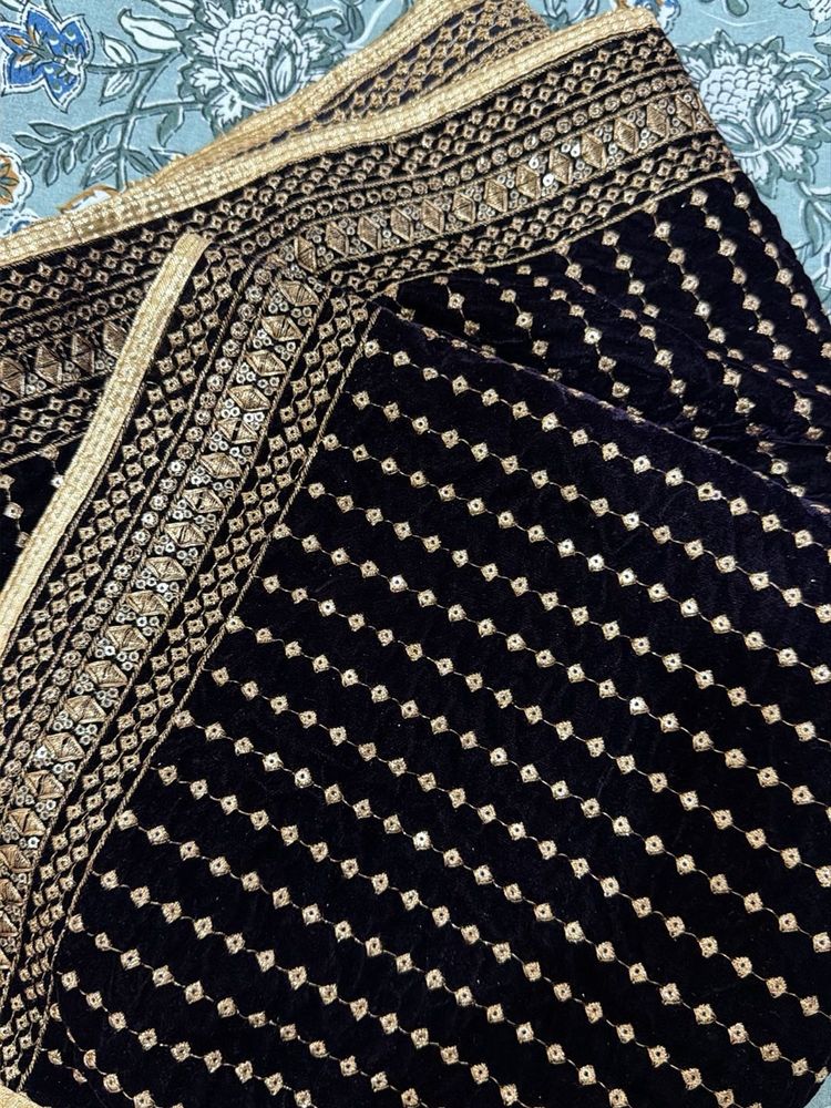 Elegant Embroidered Velvet dupatta
