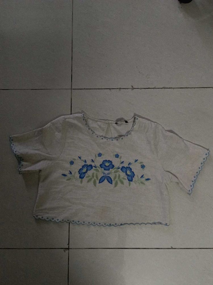 Cute Embroidered Crop Top