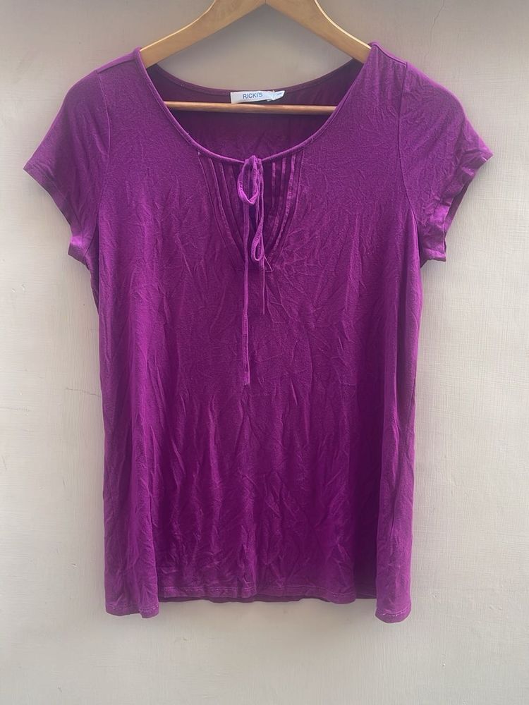 Purple Tie-Neck Top