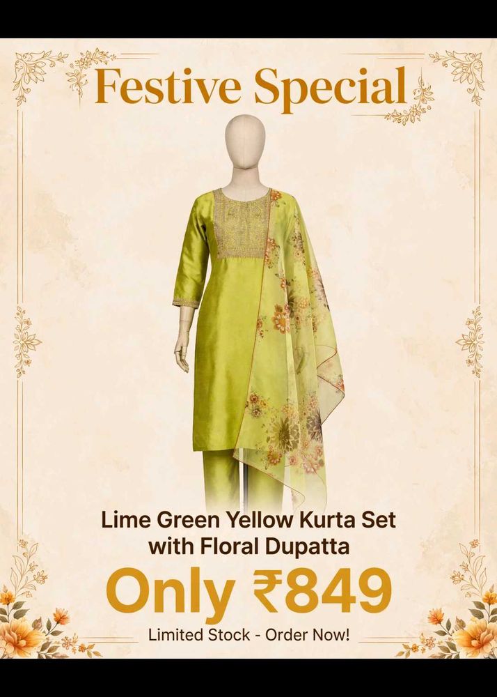 Primium Silk fabric kurti set