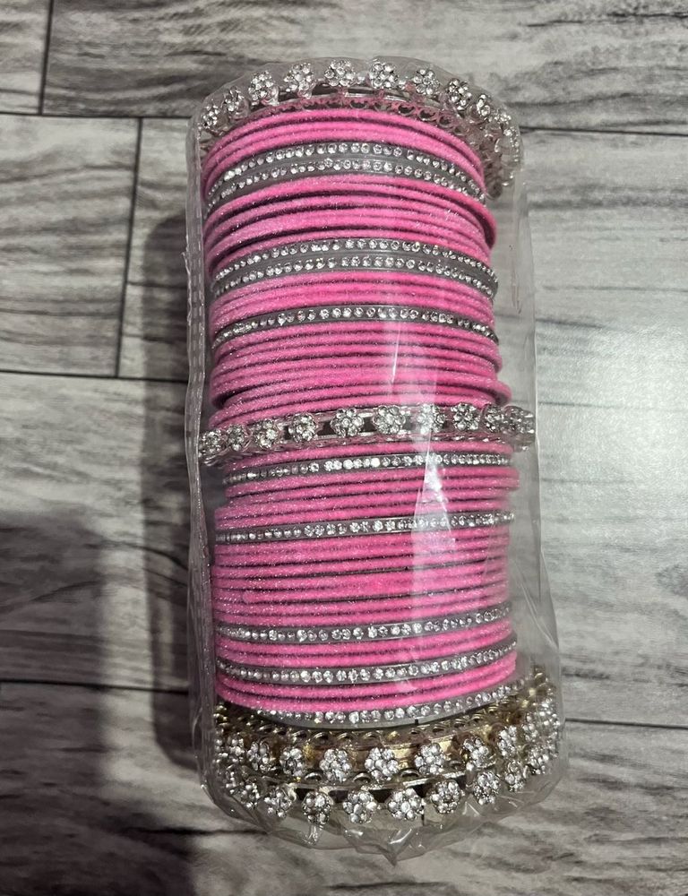 Pink &amp; Silver Bangle Set