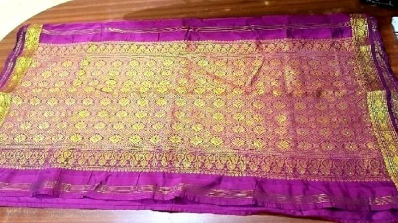 Elegant Purple &amp; Gold Brocade Saree