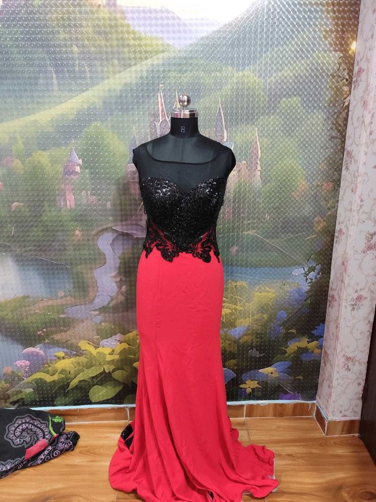 Stunning Red &amp; Black Embellished Gown