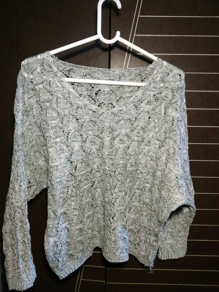 Chic Grey Knitted Sweater
