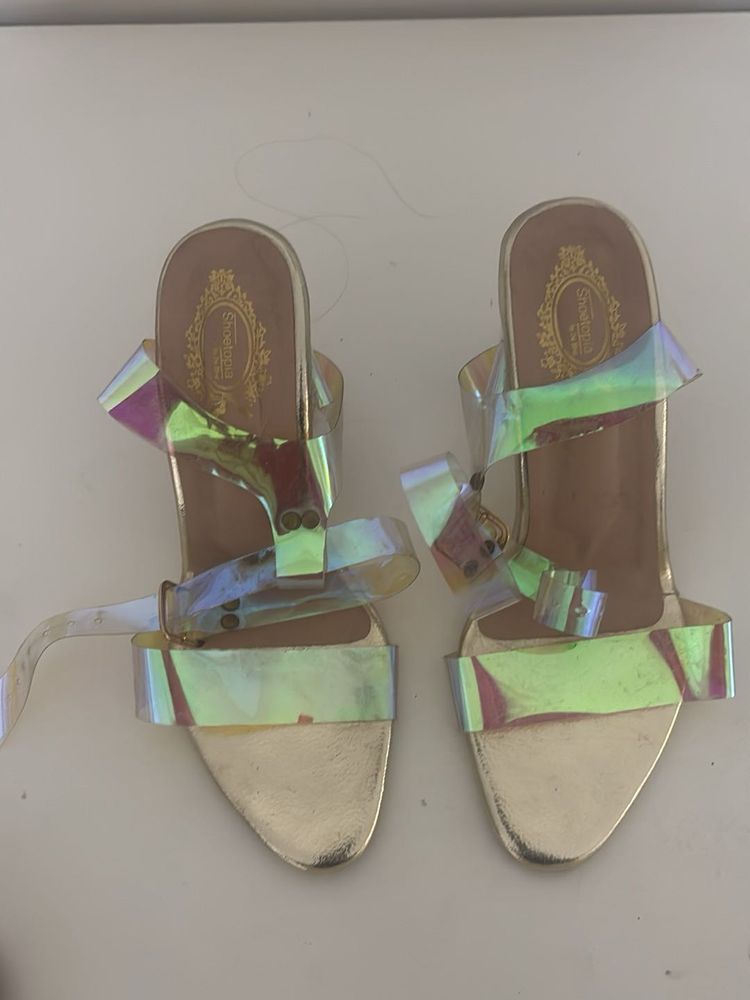 Iridescent Clear Strap Heels