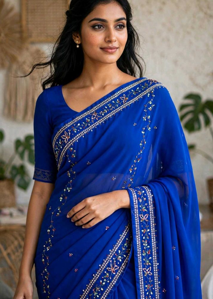 Royal Blue Heavy Sequins Party Wear on o