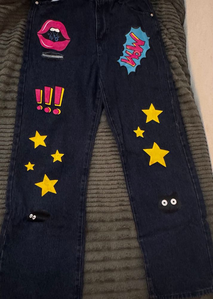 Custom Painted Star &amp; Comic Jeans
