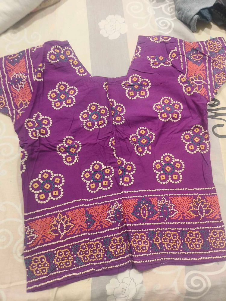 Purple Floral Print Blouse