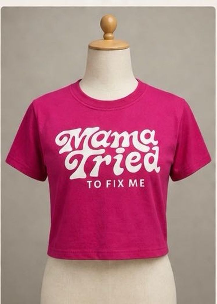 Cute "Mama Tried" Graphic Crop Top