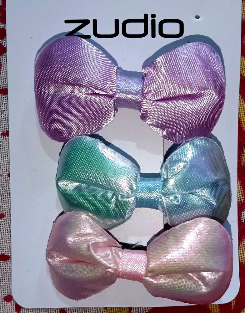 Zudio Pastel Bow Hair Clips (Set of 3)