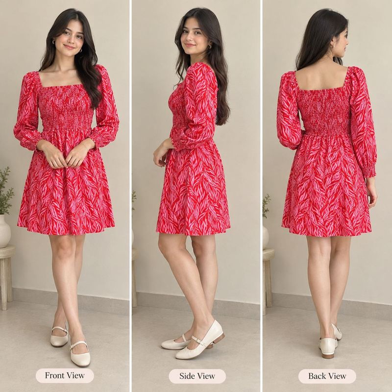 Ruby Waves Cotton Dress