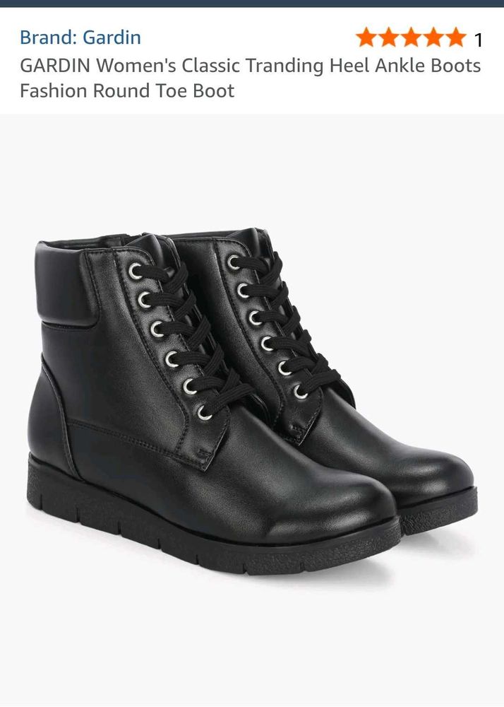 Black Lace-Up Heeled Ankle Boots