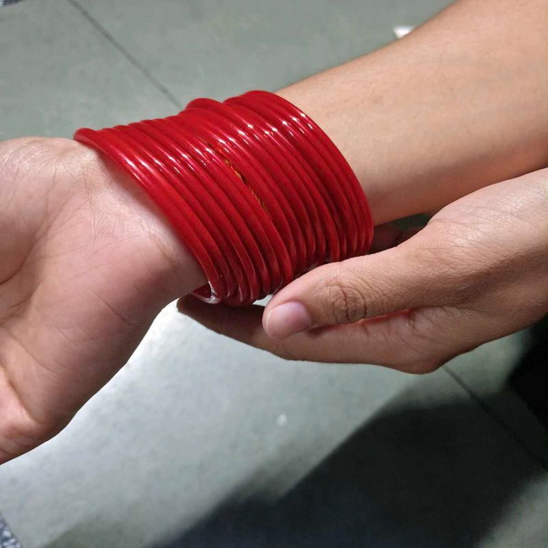Stack of Red Glass Bangles