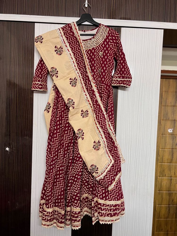 Beautiful Maroon Kurta Set with Dupatta