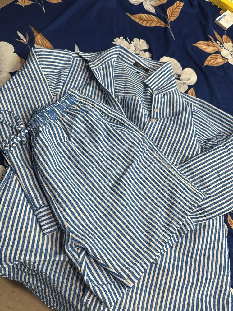 Blue Striped Pajama Set