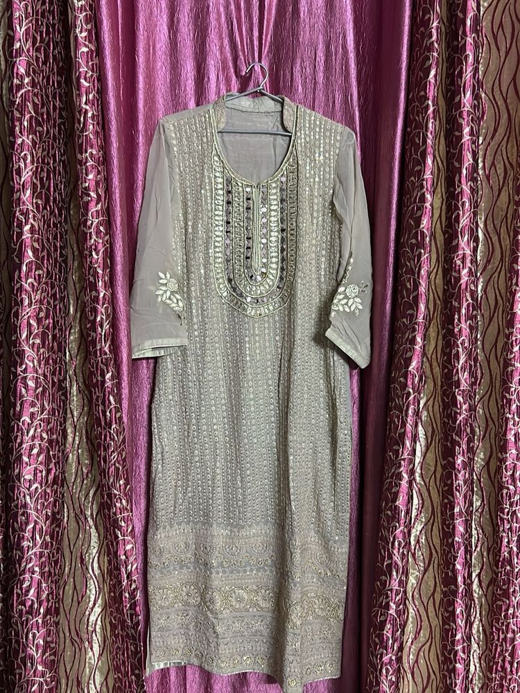 Embroidered Kurta with Mirror Work