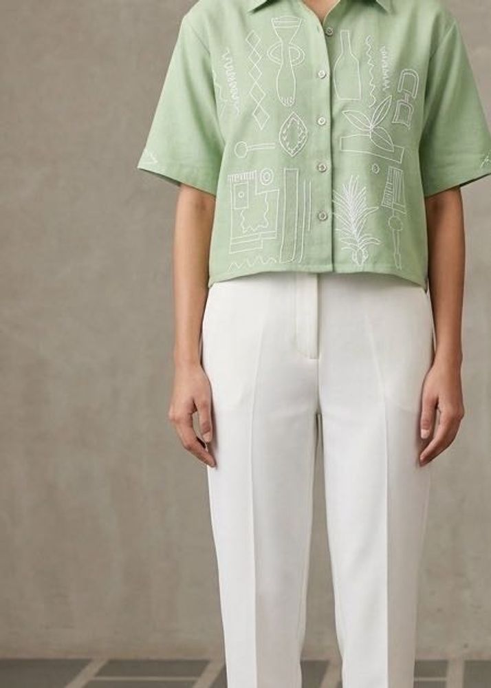 Embroidered Collared Shirt