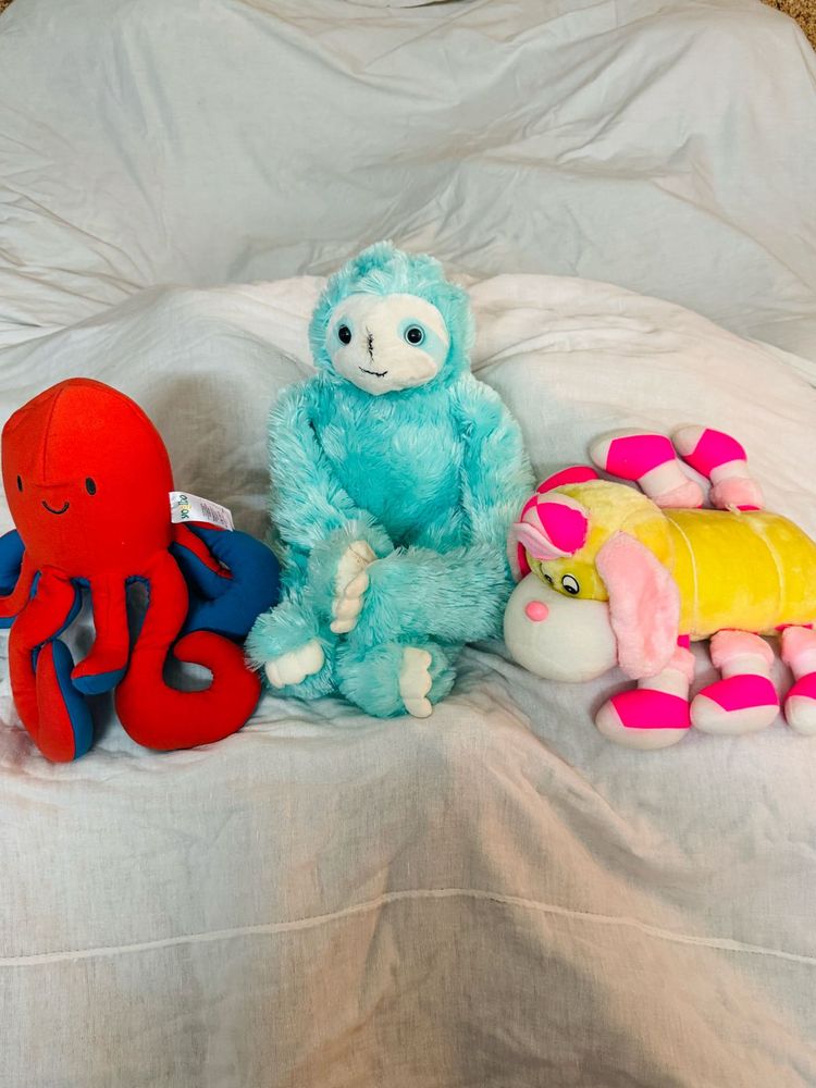 Plush Toys - Octopus, Sloth, Dog