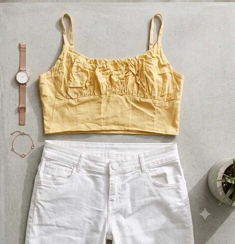 Yellow Smocked Crop Top 🌼