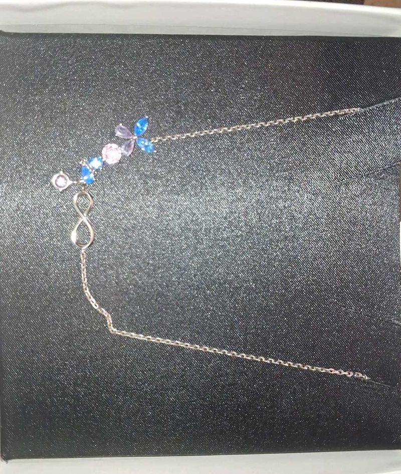 Silver Blue Butterfly Infinity Necklace