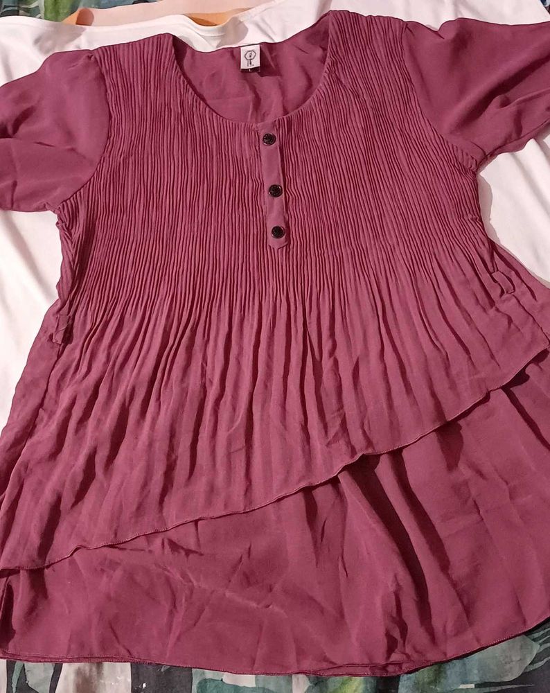 Dusty Rose Puff Sleeve Smocked Top for Women