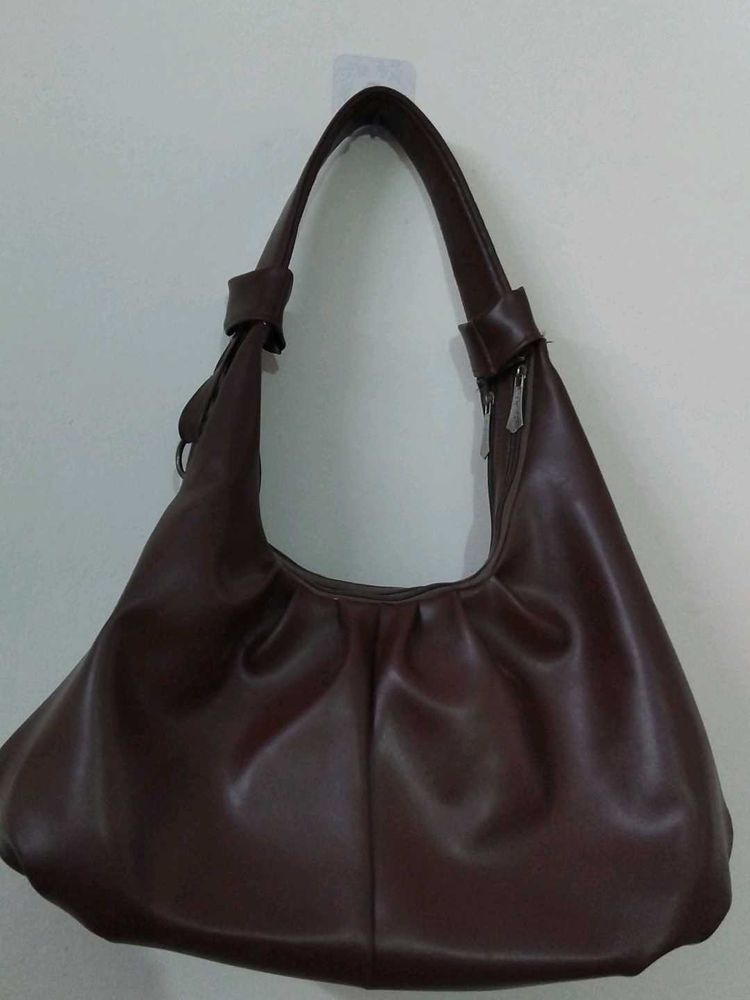 Chic Brown Faux Leather Hobo Bag