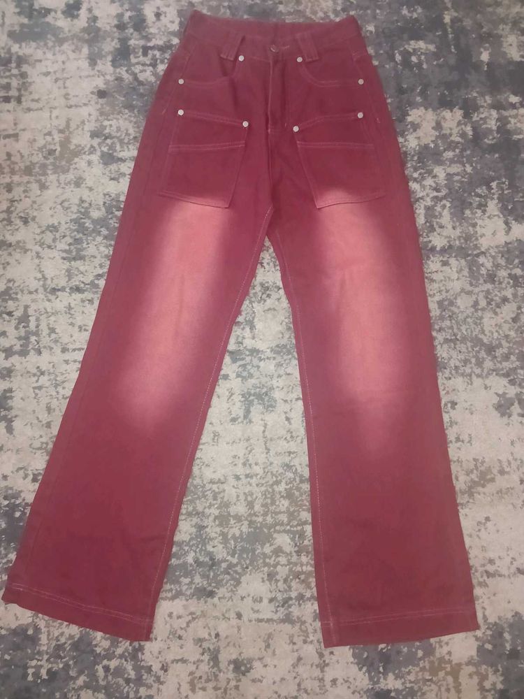 Red Wide Leg Jeans