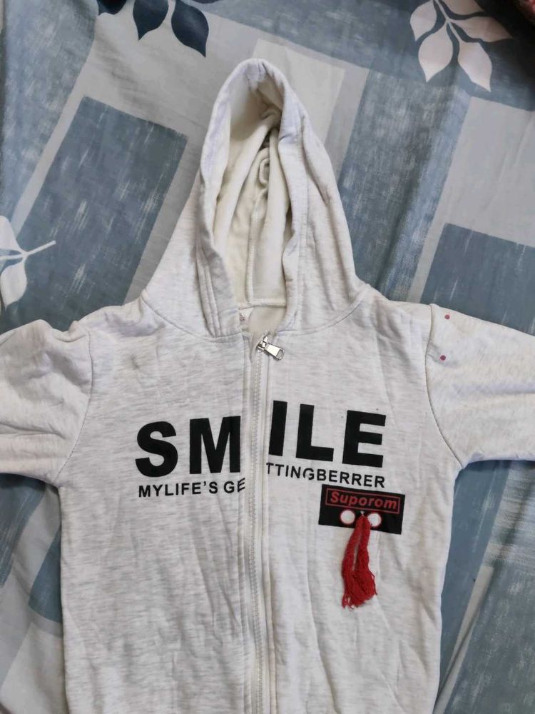 Kids Grey "SMILE" Hoodie Jacket