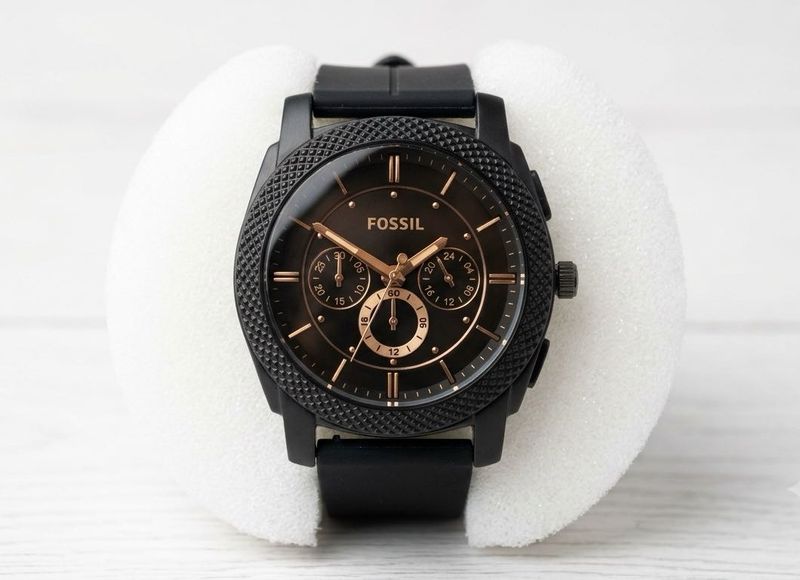 Fossil Men's Watch - Black &amp; Rose Gold