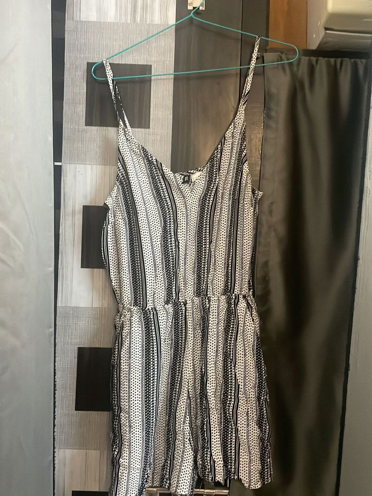 Striped Black &amp; White Romper