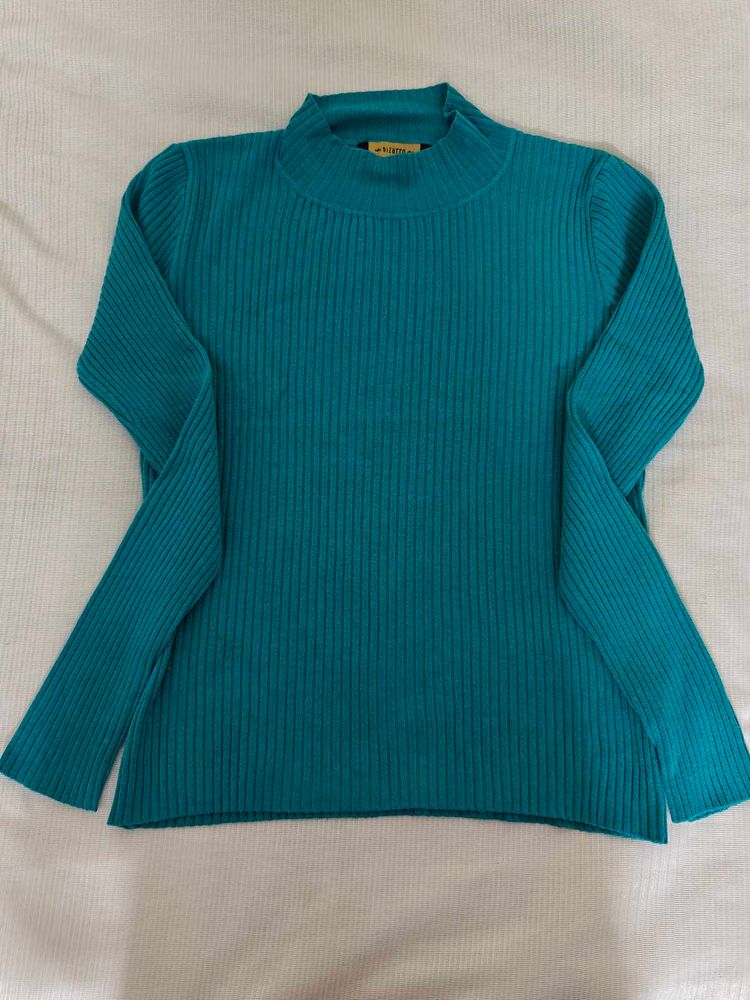 🆕 Teal Ribbed Mock Neck Sweater