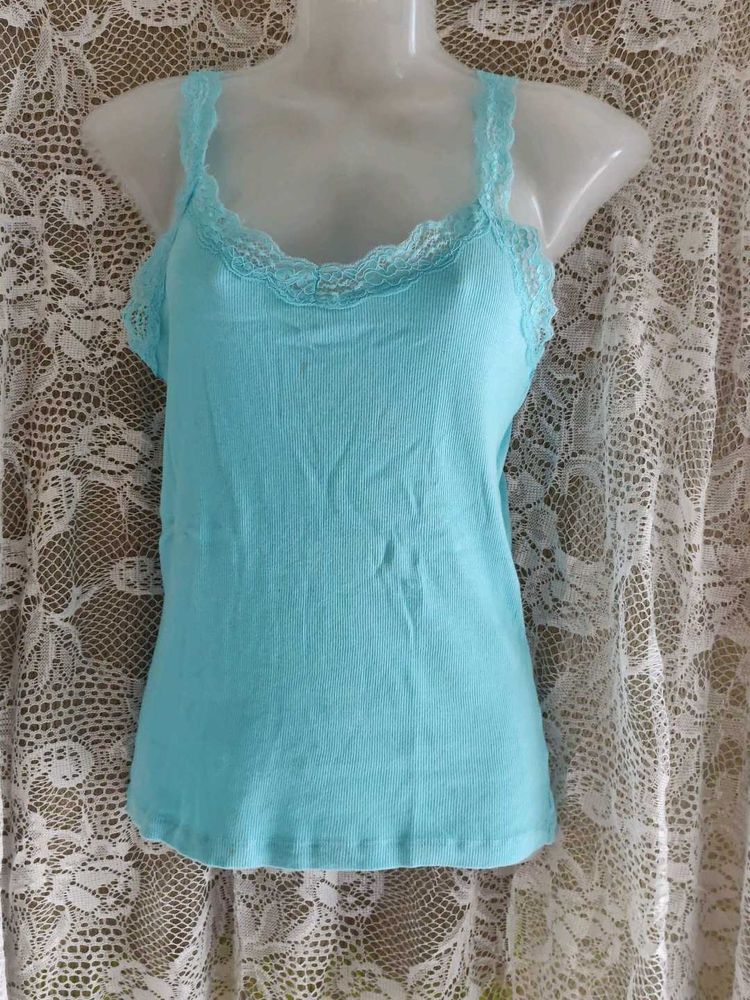 Blue Lace Trim Camisole