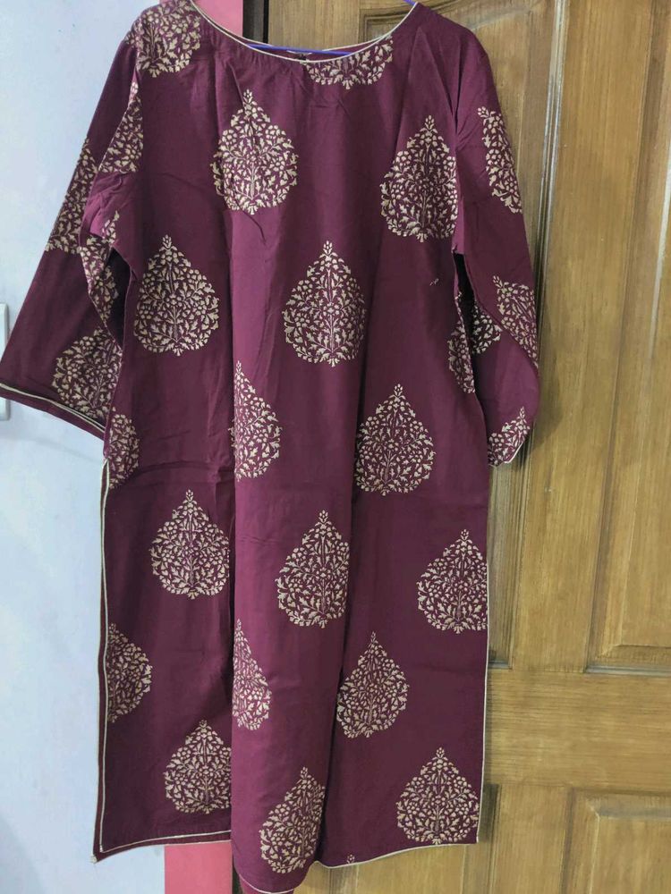 Bunaai Maroon Premium Cotton Suit Set