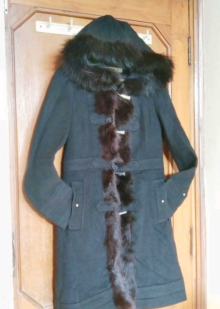 BRAND NEW Fancy Long Overcoat attached fur cap