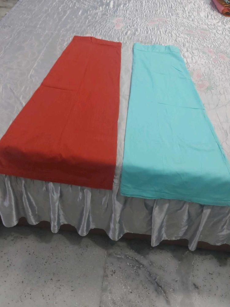 Two Cotton Saree Petticoats - Rust &amp; Teal