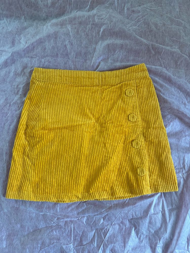 Yellow Corduroy Mini Skirt