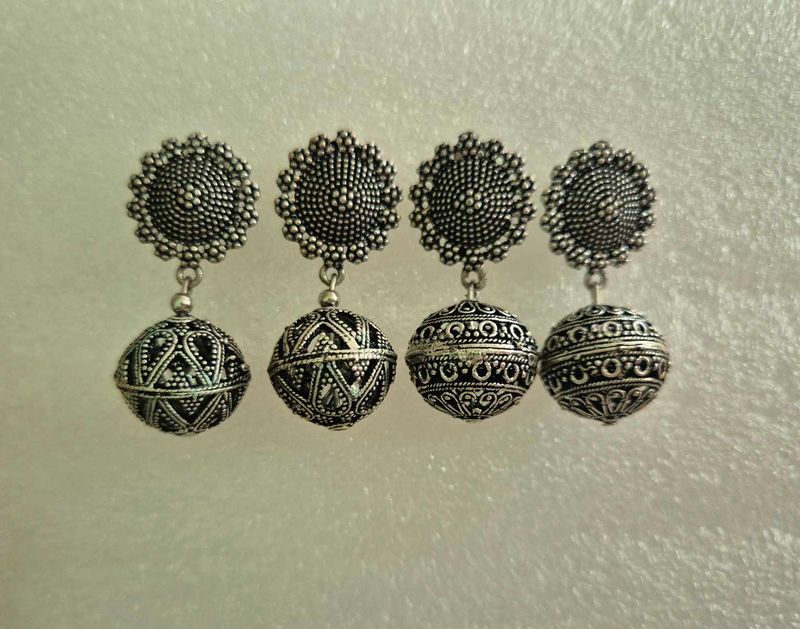 Customized Bohemian SilverJhumka Earrings-Unused