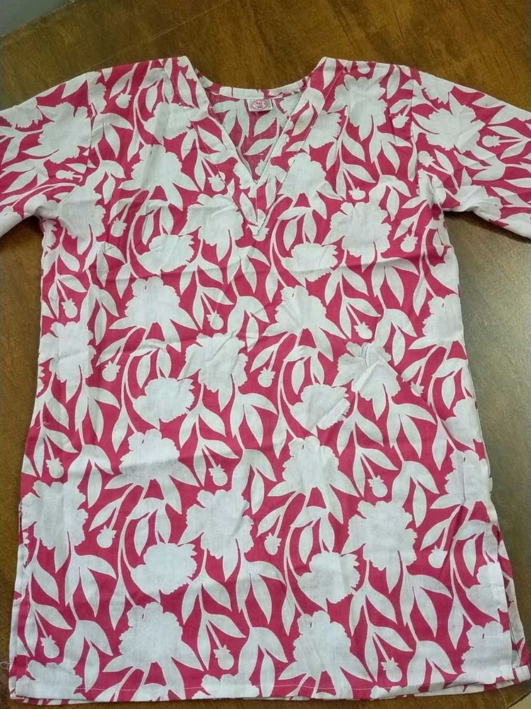 Vibrant Pink Floral Kurta