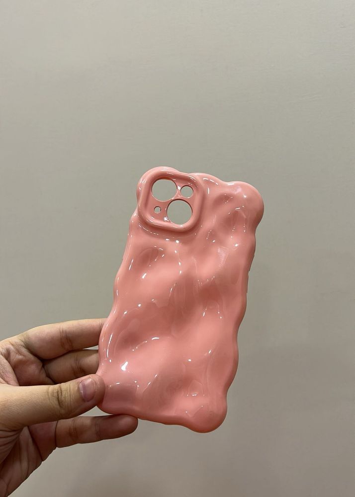 Shein IPhone 14 Trendy Pink Wavy Phone Case