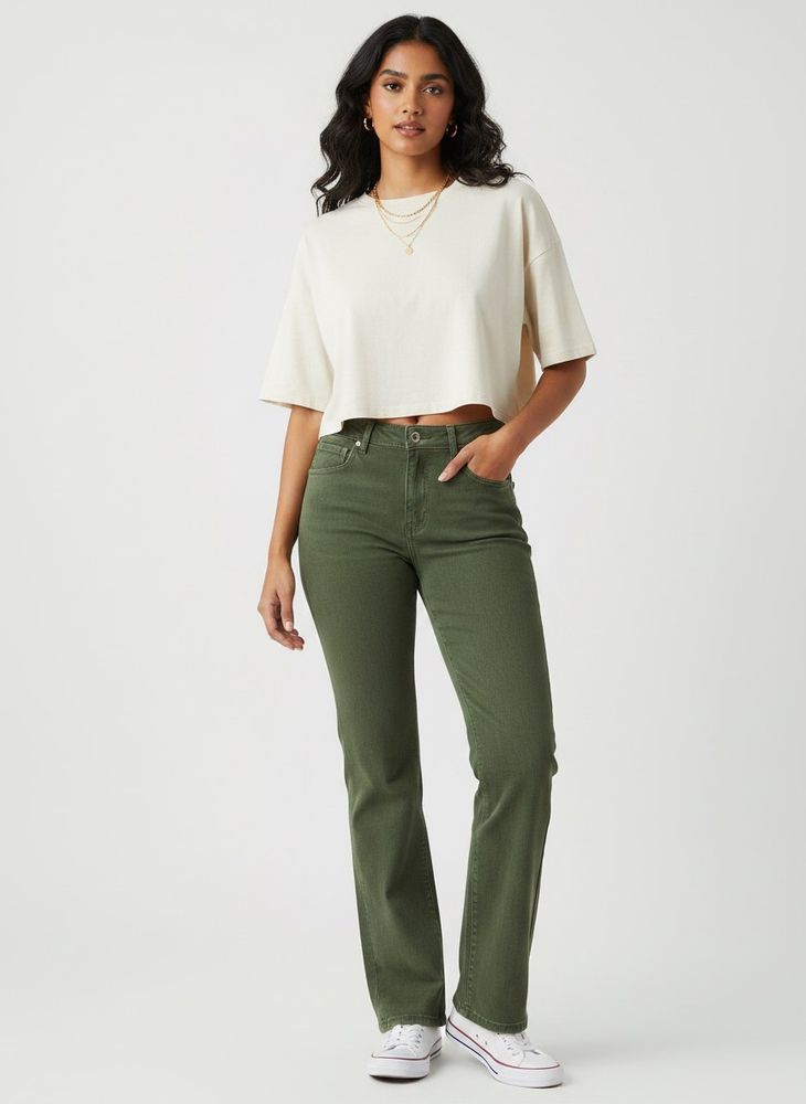 Green straight denim