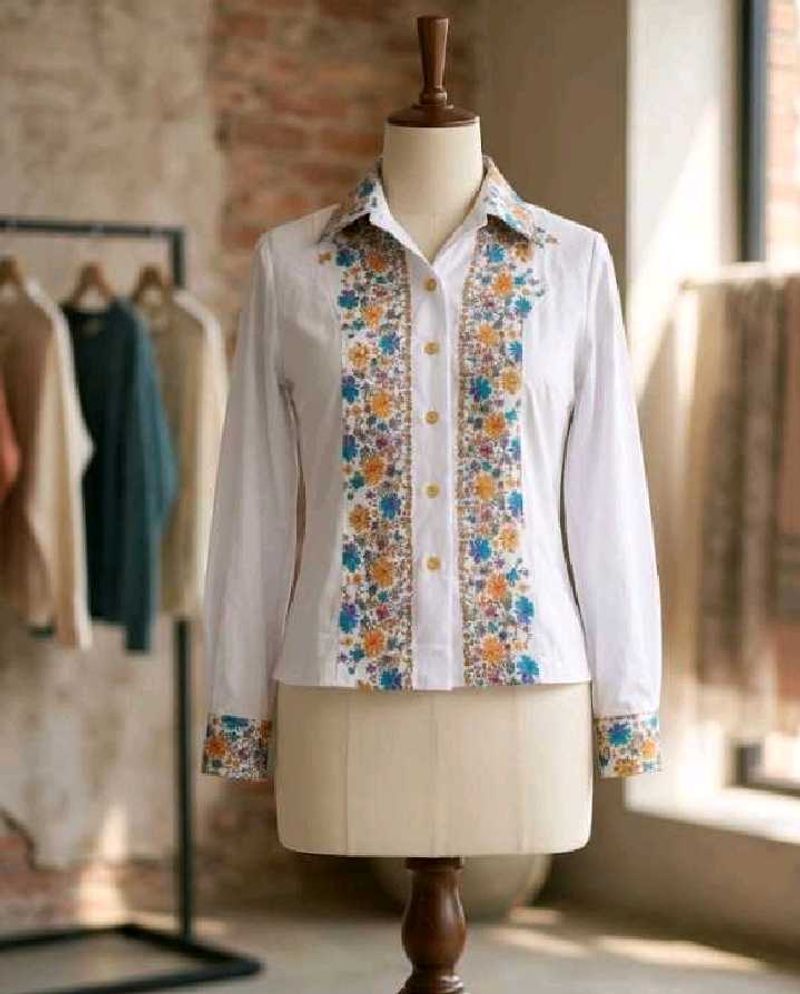 White Floral printed Button-Up Shirt