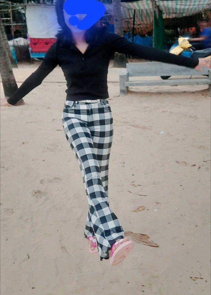 Checked Flare Pants