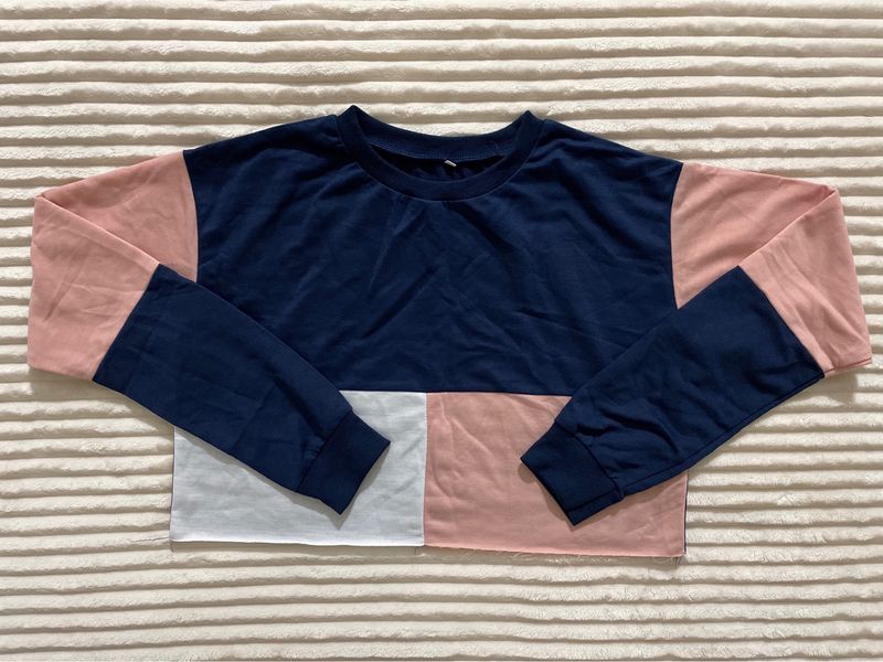 Colourblock Crop Pullover