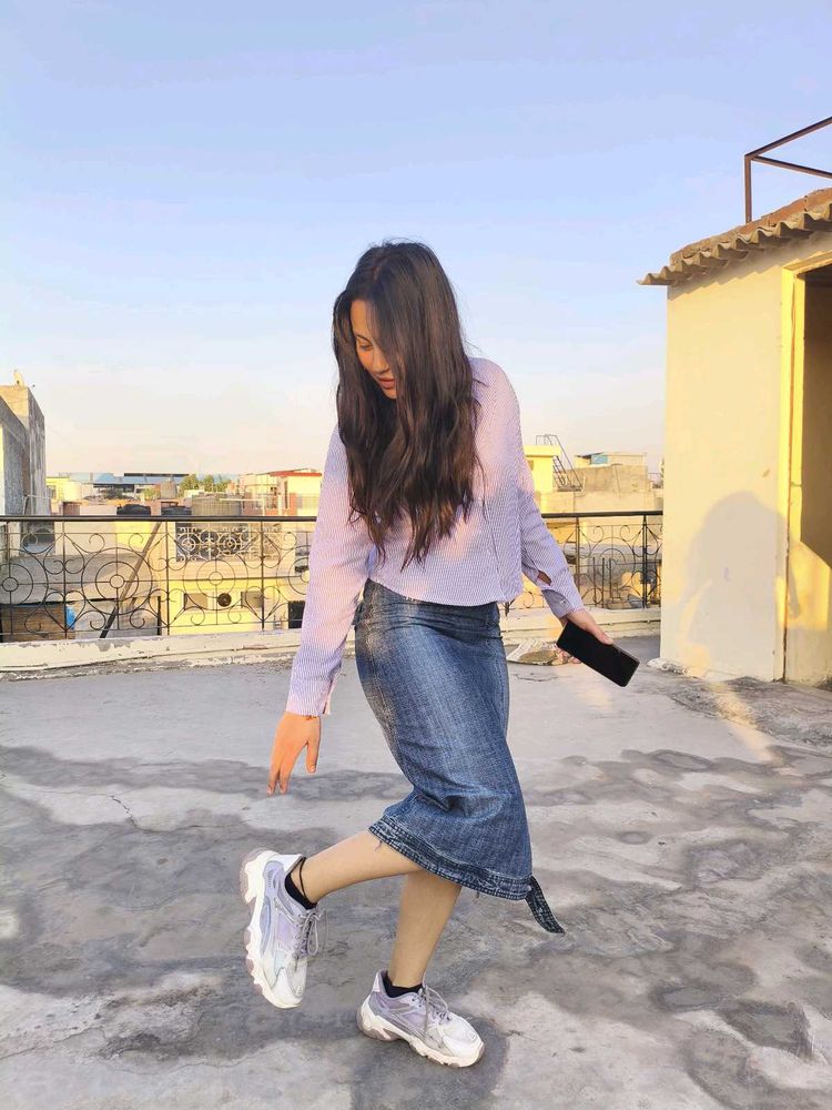 Korean Denim Skirt with Zipper