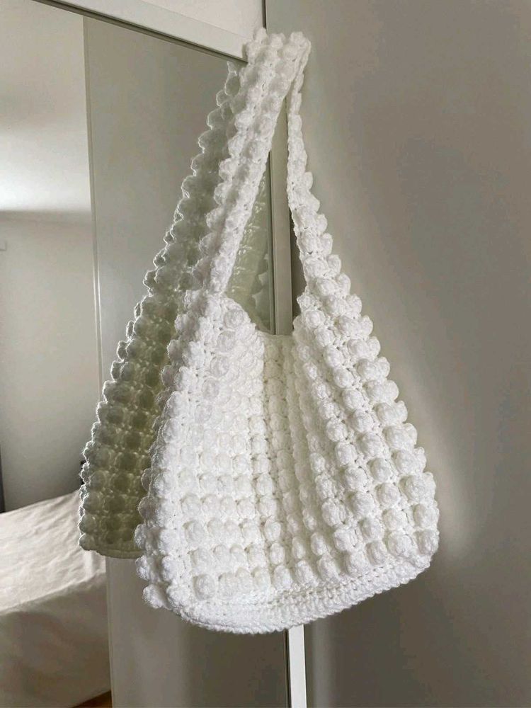 White Crochet Hobo Bag